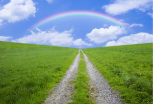 ＜Office Carlino　WEBサイトのトップ画面　「あなたの行く道の先には虹が…」＞